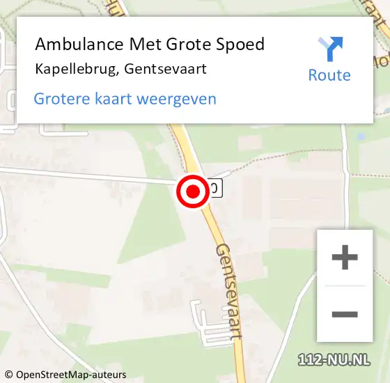 Locatie op kaart van de 112 melding: Ambulance Met Grote Spoed Naar Kapellebrug, Gentsevaart op 12 augustus 2014 12:05