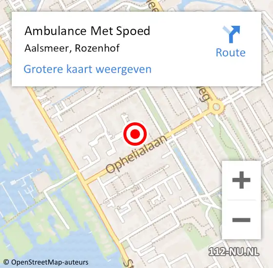 Locatie op kaart van de 112 melding: Ambulance Met Spoed Naar Aalsmeer, Rozenhof op 16 januari 2023 16:42