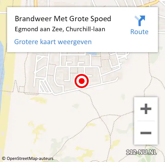 Locatie op kaart van de 112 melding: Brandweer Met Grote Spoed Naar Egmond aan Zee, Churchill-laan op 16 januari 2023 16:59