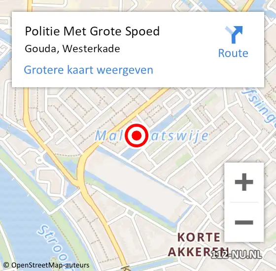 Locatie op kaart van de 112 melding: Politie Met Grote Spoed Naar Gouda, Westerkade op 16 januari 2023 17:00