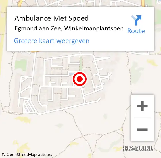 Locatie op kaart van de 112 melding: Ambulance Met Spoed Naar Egmond aan Zee, Winkelmanplantsoen op 12 augustus 2014 12:08