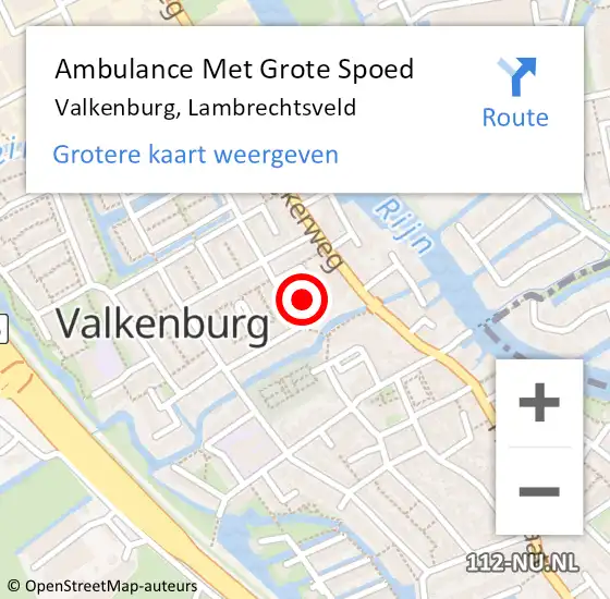 Locatie op kaart van de 112 melding: Ambulance Met Grote Spoed Naar Valkenburg, Lambrechtsveld op 16 januari 2023 17:31