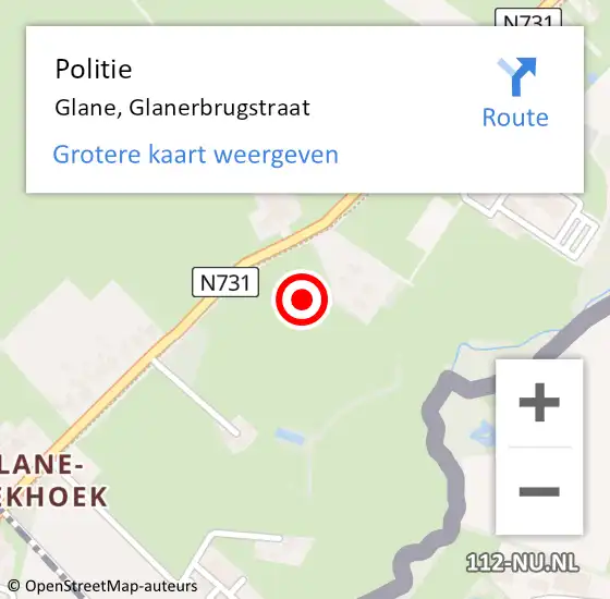 Locatie op kaart van de 112 melding: Politie Glane, Glanerbrugstraat op 16 januari 2023 17:48