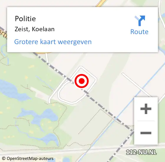 Locatie op kaart van de 112 melding: Politie Zeist, Koelaan op 16 januari 2023 17:58