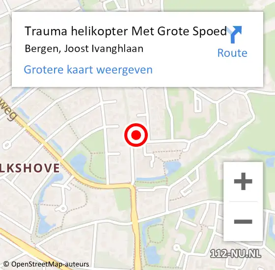 Locatie op kaart van de 112 melding: Trauma helikopter Met Grote Spoed Naar Bergen, Joost Ivanghlaan op 16 januari 2023 18:01