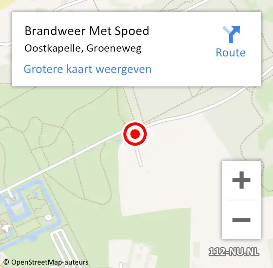 Locatie op kaart van de 112 melding: Brandweer Met Spoed Naar Koudekerke, Groeneweg op 16 januari 2023 18:29