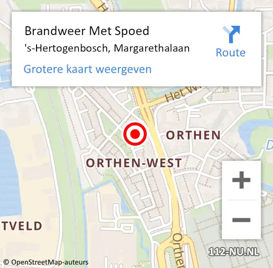 Locatie op kaart van de 112 melding: Brandweer Met Spoed Naar 's-Hertogenbosch, Margarethalaan op 16 januari 2023 18:40