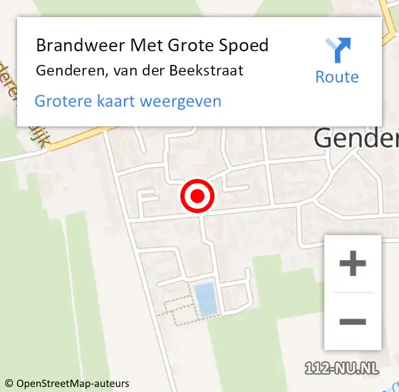 Locatie op kaart van de 112 melding: Brandweer Met Grote Spoed Naar Genderen, van der Beekstraat op 16 januari 2023 18:50