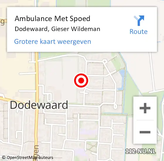 Locatie op kaart van de 112 melding: Ambulance Met Spoed Naar Dodewaard, Gieser Wildeman op 16 januari 2023 18:58