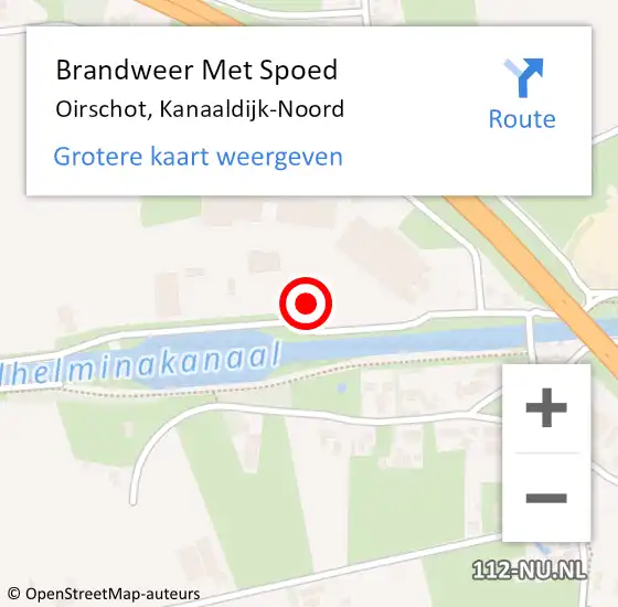 Locatie op kaart van de 112 melding: Brandweer Met Spoed Naar Oirschot, Kanaaldijk-Noord op 16 januari 2023 19:00