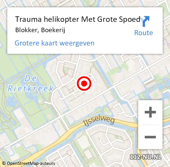 Locatie op kaart van de 112 melding: Trauma helikopter Met Grote Spoed Naar Blokker, Boekerij op 16 januari 2023 19:04