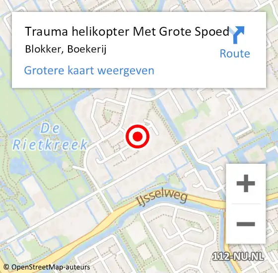 Locatie op kaart van de 112 melding: Trauma helikopter Met Grote Spoed Naar Blokker, Boekerij op 16 januari 2023 19:05