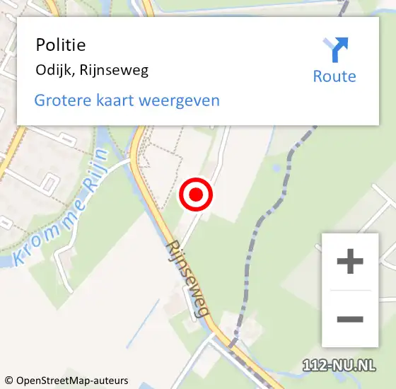 Locatie op kaart van de 112 melding: Politie Odijk, Rijnseweg op 16 januari 2023 19:24