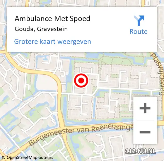 Locatie op kaart van de 112 melding: Ambulance Met Spoed Naar Gouda, Gravestein op 16 januari 2023 19:37