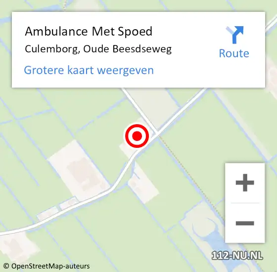 Locatie op kaart van de 112 melding: Ambulance Met Spoed Naar Culemborg, Oude Beesdseweg op 16 januari 2023 19:56