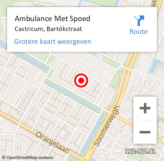 Locatie op kaart van de 112 melding: Ambulance Met Spoed Naar Castricum, Bartókstraat op 16 januari 2023 19:57