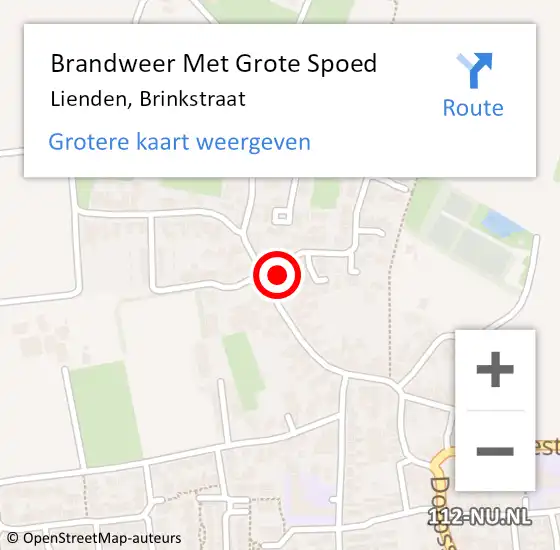 Locatie op kaart van de 112 melding: Brandweer Met Grote Spoed Naar Lienden, Brinkstraat op 16 januari 2023 19:58