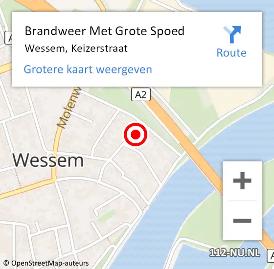 Locatie op kaart van de 112 melding: Brandweer Met Grote Spoed Naar Wessem, Keizerstraat op 16 januari 2023 20:11