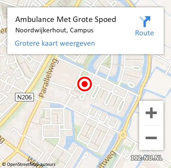 Locatie op kaart van de 112 melding: Ambulance Met Grote Spoed Naar Noordwijkerhout, Campus op 16 januari 2023 20:22