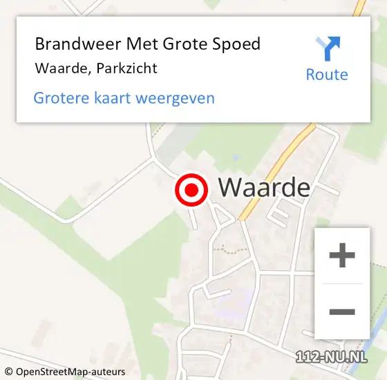 Locatie op kaart van de 112 melding: Brandweer Met Grote Spoed Naar Waarde, Parkzicht op 16 januari 2023 20:33