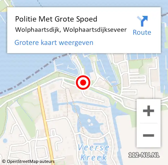 Locatie op kaart van de 112 melding: Politie Met Grote Spoed Naar Wolphaartsdijk, Wolphaartsdijkseveer op 16 januari 2023 21:59