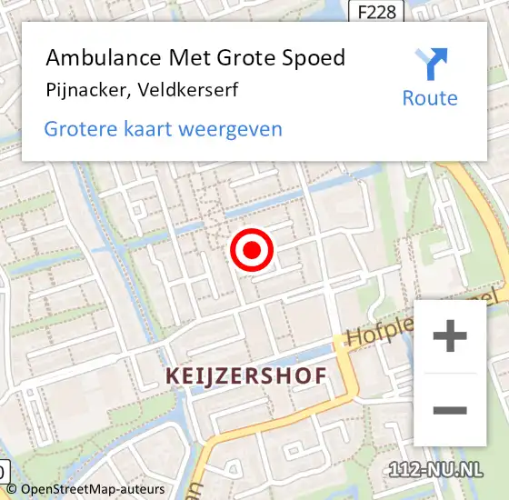 Locatie op kaart van de 112 melding: Ambulance Met Grote Spoed Naar Pijnacker, Veldkerserf op 16 januari 2023 22:09