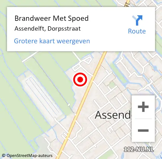 Locatie op kaart van de 112 melding: Brandweer Met Spoed Naar Assendelft, Dorpsstraat op 16 januari 2023 22:10