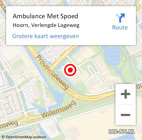 Locatie op kaart van de 112 melding: Ambulance Met Spoed Naar Hoorn, Verlengde Lageweg op 16 januari 2023 22:28