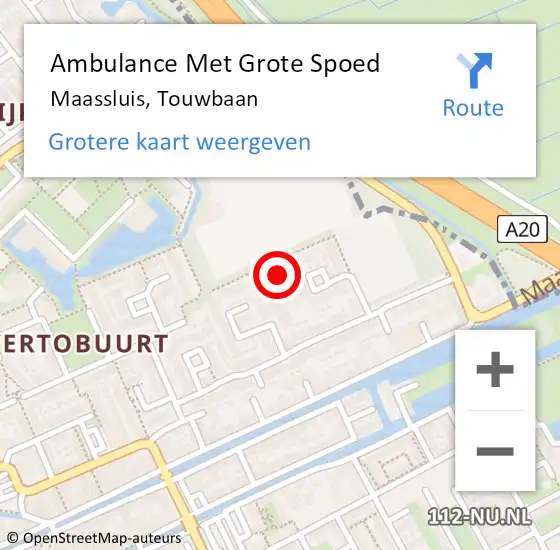 Locatie op kaart van de 112 melding: Ambulance Met Grote Spoed Naar Maassluis, Touwbaan op 16 januari 2023 23:00