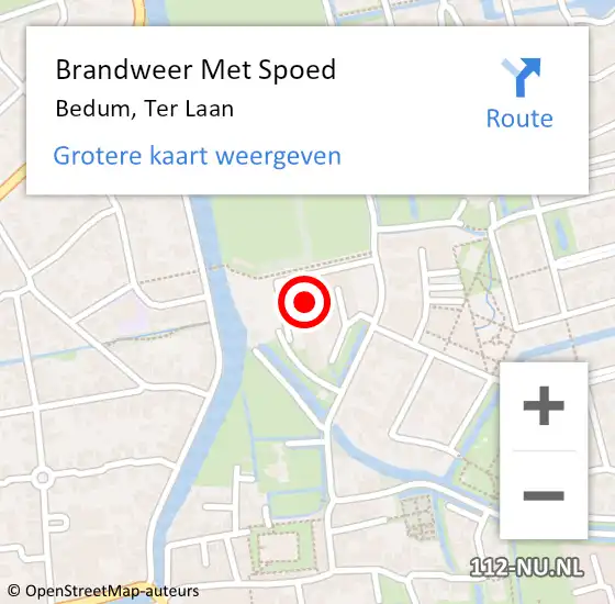 Locatie op kaart van de 112 melding: Brandweer Met Spoed Naar Bedum, Ter Laan op 16 januari 2023 23:55