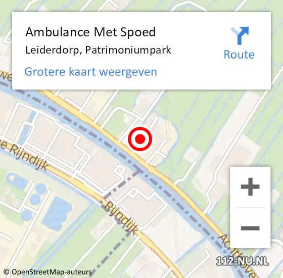 Locatie op kaart van de 112 melding: Ambulance Met Spoed Naar Leiderdorp, Patrimoniumpark op 17 januari 2023 00:10