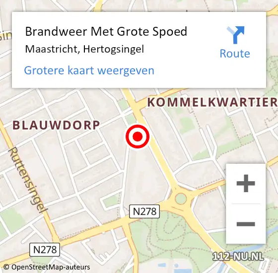 Locatie op kaart van de 112 melding: Brandweer Met Grote Spoed Naar Maastricht, Hertogsingel op 17 januari 2023 00:12