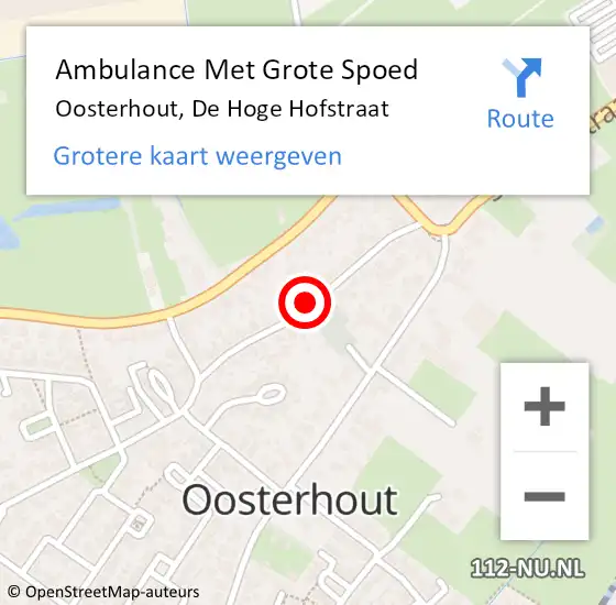 Locatie op kaart van de 112 melding: Ambulance Met Grote Spoed Naar Oosterhout, De Hoge Hofstraat op 17 januari 2023 00:28