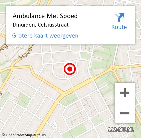 Locatie op kaart van de 112 melding: Ambulance Met Spoed Naar IJmuiden, Celsiusstraat op 17 januari 2023 01:53