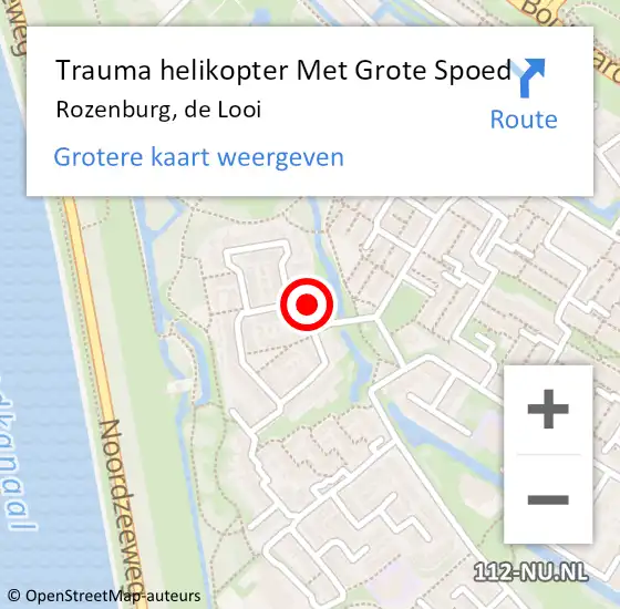 Locatie op kaart van de 112 melding: Trauma helikopter Met Grote Spoed Naar Rozenburg, de Looi op 17 januari 2023 03:10