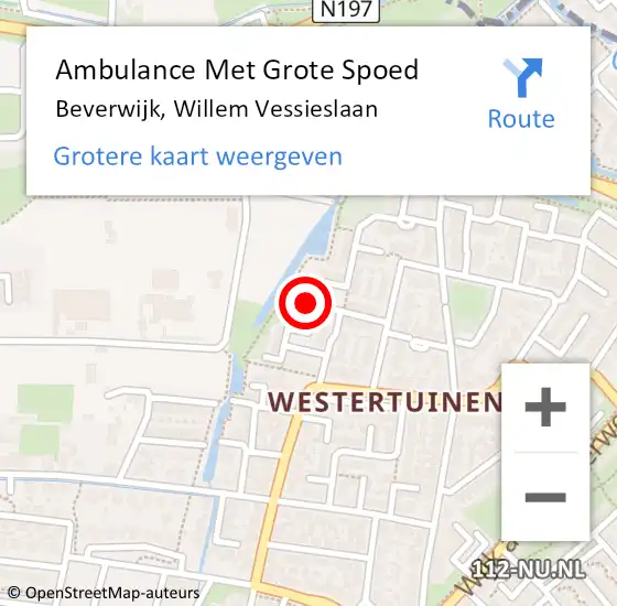 Locatie op kaart van de 112 melding: Ambulance Met Grote Spoed Naar Beverwijk, Willem Vessieslaan op 17 januari 2023 04:02