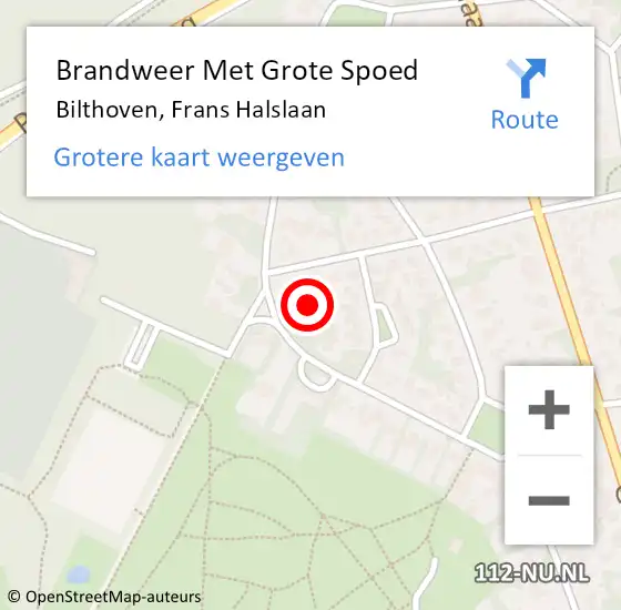 Locatie op kaart van de 112 melding: Brandweer Met Grote Spoed Naar Bilthoven, Frans Halslaan op 17 januari 2023 04:38