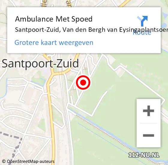 Locatie op kaart van de 112 melding: Ambulance Met Spoed Naar Santpoort-Zuid, Van den Bergh van Eysingaplantsoen op 17 januari 2023 05:19