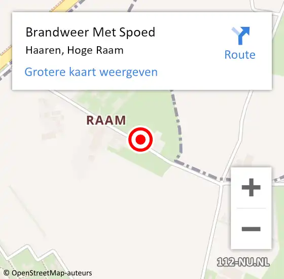 Locatie op kaart van de 112 melding: Brandweer Met Spoed Naar Haaren, Hoge Raam op 17 januari 2023 07:04