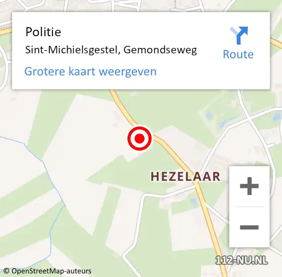 Locatie op kaart van de 112 melding: Politie Sint-Michielsgestel, Gemondseweg op 17 januari 2023 07:21