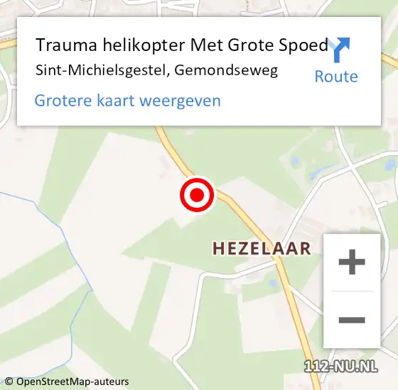 Locatie op kaart van de 112 melding: Trauma helikopter Met Grote Spoed Naar Sint-Michielsgestel, Gemondseweg op 17 januari 2023 07:23