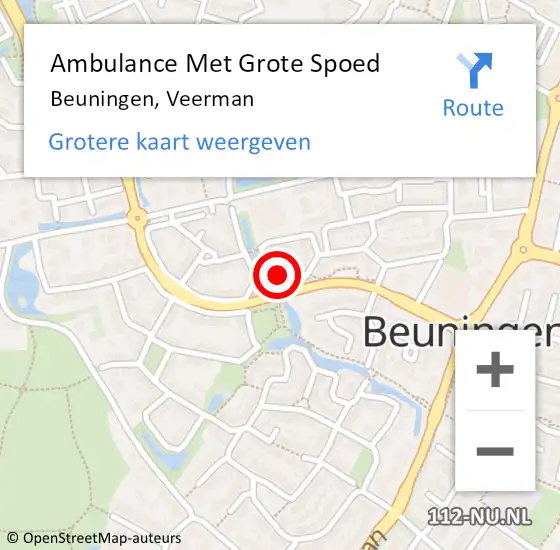 Locatie op kaart van de 112 melding: Ambulance Met Grote Spoed Naar Beuningen, Veerman op 17 januari 2023 07:33