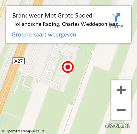Locatie op kaart van de 112 melding: Brandweer Met Grote Spoed Naar Hollandsche Rading, Charles Weddepohllaan op 17 januari 2023 07:38