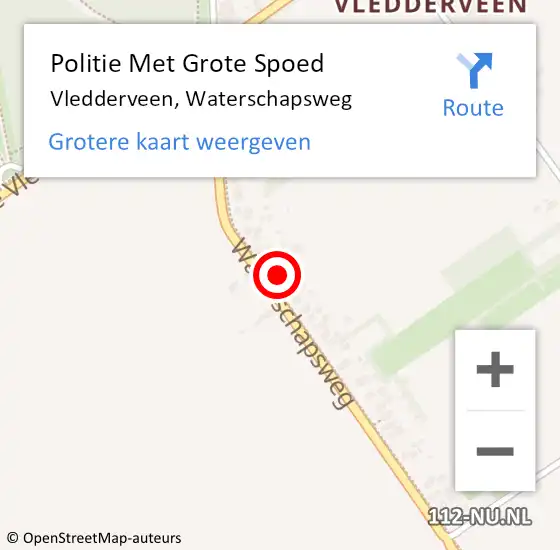 Locatie op kaart van de 112 melding: Politie Met Grote Spoed Naar Vledderveen, Waterschapsweg op 17 januari 2023 07:40