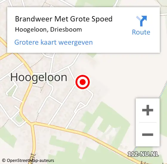 Locatie op kaart van de 112 melding: Brandweer Met Grote Spoed Naar Hoogeloon, Driesboom op 17 januari 2023 07:42