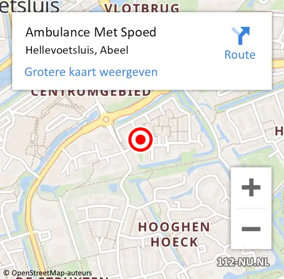 Locatie op kaart van de 112 melding: Ambulance Met Spoed Naar Hellevoetsluis, Abeel op 17 januari 2023 07:47