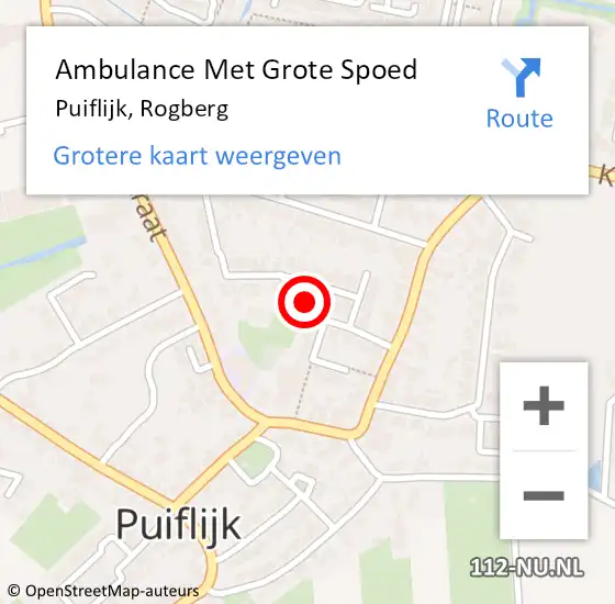 Locatie op kaart van de 112 melding: Ambulance Met Grote Spoed Naar Puiflijk, Rogberg op 17 januari 2023 08:09