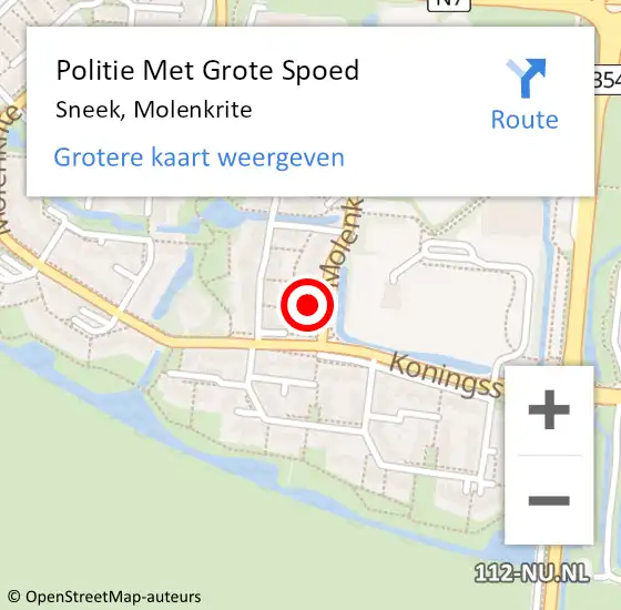 Locatie op kaart van de 112 melding: Politie Met Grote Spoed Naar Sneek, Molenkrite op 17 januari 2023 08:26