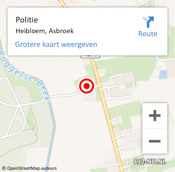 Locatie op kaart van de 112 melding: Politie Heibloem, Asbroek op 17 januari 2023 08:32