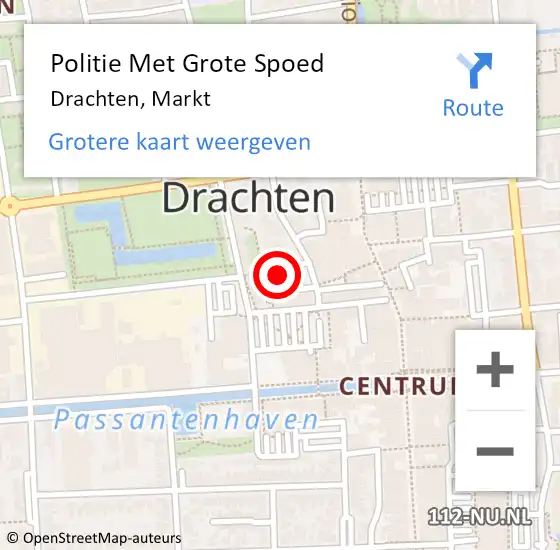 Locatie op kaart van de 112 melding: Politie Met Grote Spoed Naar Drachten, Markt op 17 januari 2023 08:47